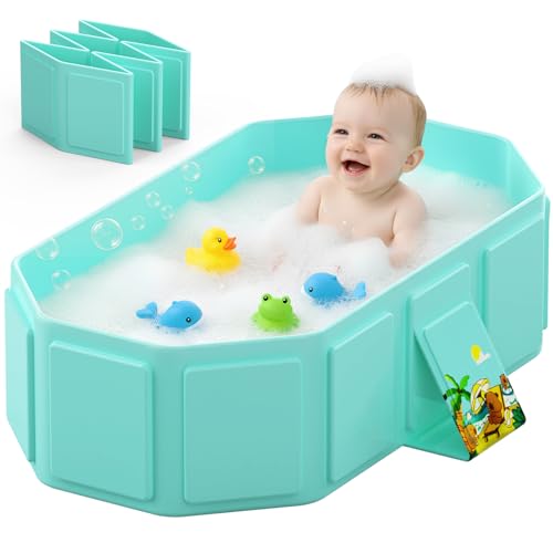 Collapsible Baby Bathtub, Toddler Bathtub with a Drain Plug, Folded for Storage Without Assembly, Suitable for Newborns to Toddlers, Portable Bathtub...
