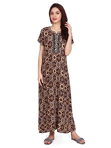 Image of Evolove Women's Viscose Liva Long Maxi Night Gown Nighty Dress with Pocket, Super Soft Comfortable (LNG-Rayon)