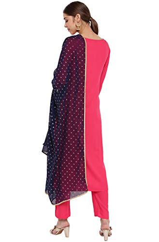 Image of Janasya Women's Turquoise Blue Rayon Kurta With Pant And Dupatta