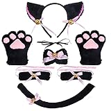 baotongle 7pcs Cat Cosplay Costume Set Cat Ear and Tail with Collar Paws Gloves Kitten Tail Ears...