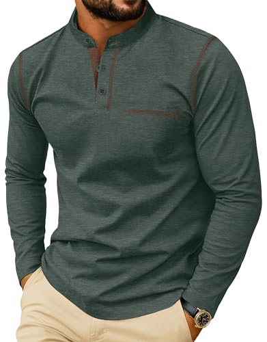 Sailwind Men's Henley Shirts Long Sleeve Button T-Shirt Casual Stylish