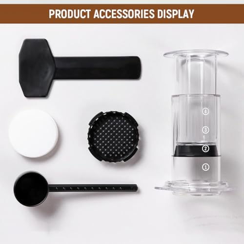 Image of Supvox Press Coffee Maker 4 Stage Brewing Easy Press Coffee Brewing Pot Heat Resistant Food Grade PP Manual Detachable Design Portable Maker for Travel,Camping,Grey
