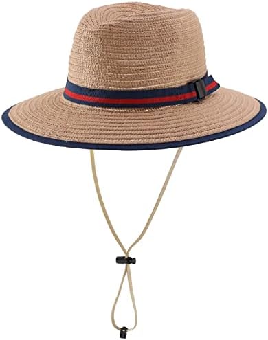 Connectyle Kids Child Outdoor Wide Brim Panama Hat for Boys Skimmer Hat Fedora Sun Hat Cap L Khaki