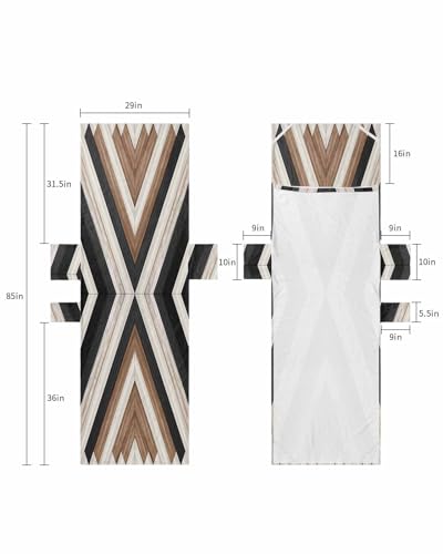 Southwestern Beach Lounge Chair Towel Cover, Soft Chaise Lounge Towel with Side Pockets Patio Pool Chairs Cover for Beach/Pool Sunbathing 29x85 Brown Black American Tribe Boho Wooden
