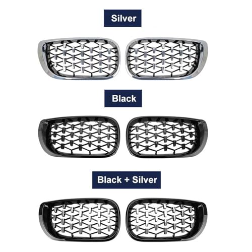 Grille calandre diamant pour BMW E46 3D 2002-2005 finition all silver - 3