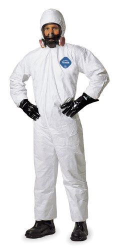 DuPont TY127SWH4X002500 4X White Safespec 2.0 5.4 mil Tyvek Disposable Coveralls With Front Zipper Closure And Elastic Waist (25 Per Case)