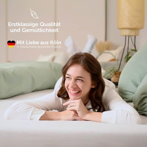 Blumtal Basics Spannbettlaken, Jersey, 180 x 200 – 200 x 200 cm, Baumwolle, Oeko-Tex-Zertifiziert, 100% Baumwolle, 135 g/m², Matratzenhöhe bis 25 cm, weich, Summer Green, Grün