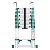 Escalera telescópica de aluminio de 4,7 m, extensible de alta calidad, con estabilizador y ganchos extraíbles, antideslizante, plegable, telescópica, escalera de pie, escalera doméstica, escalera