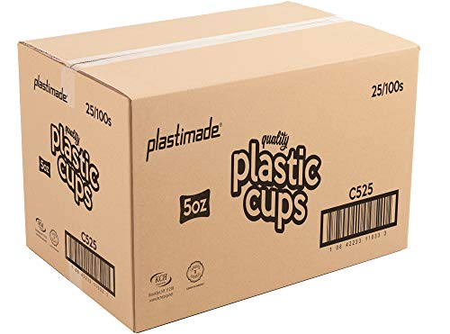 [2400 Count] PlastiMade 5 Oz Clear Plastic Disposable Reusable Drinking Cups For Home, Office, Wedding, Events, Parties, Take Out, Water, Juice, Soda, Beer Cocktails (24 Packs - 1 case)