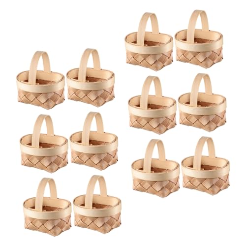 PRETYZOOM Cesta Tejida a Mano Cesta Mimbre Pequeña Para Dulces Decoración Para Bodas