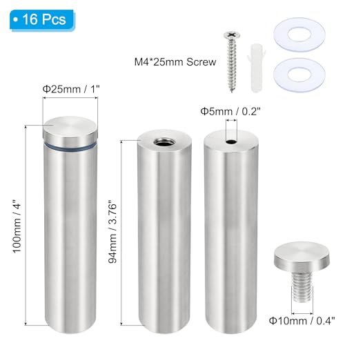 Vis de fixation pour panneau PATIKIL en acier inoxydable argenté pour support mural rigide