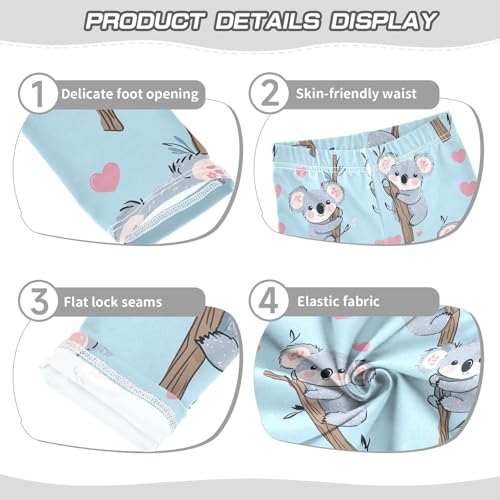 Cute Koalas Bears Girls' Leggings Toddler Doodles Pink Hearts Kids Yoga Pants Dance Active Tights 4T3