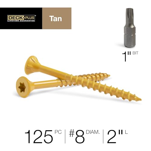 Deck Plus 48413 Wood Screws #8 x 2", Tan, 1lb Box