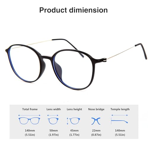 Image of Blue Light Glasses for Women Round, Blue Light Blocking Glasses for Computer, TV, Phone Use, Anti-Eyestrain