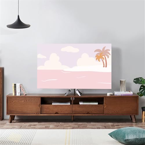 Fansu Funda para TV de Interior, Estampados de Verano Cubierta Antipolvo Elástico Colgante, Funda para Televisor Universal Lavable, para 32 a 75 Pulgadas Cubierta Antipolvo (Rosa,52-60 pulgadas)