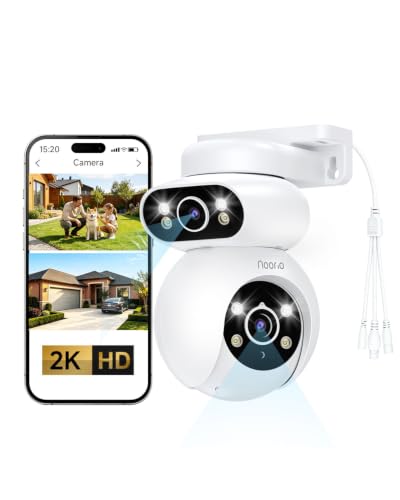 Noorio 2K Dual-Lens Outdoor Security Camera, 360° PTZ