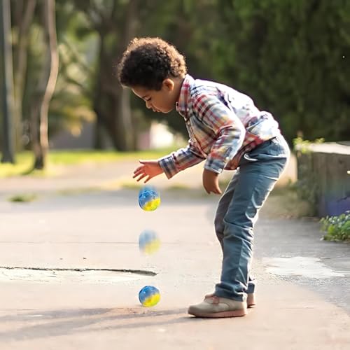 Image of Mashes Rainbow Color Moon Ball - Bouncy, Colorful Rubber Ball with Bright Colors - Fun Outdoor Toy for Kids (Pack-3)