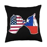 Bandera de Chile y los Estados Unidos Manos Entrelazadas Throw Pillow