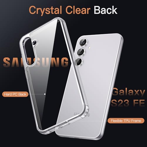JETech Case for Samsung Galaxy S23 FE 6.4-Inch, Non-Yellowing Shockproof Bumper Protective Phone Cover, Anti-Scratch Hard PC Back (Clear)
