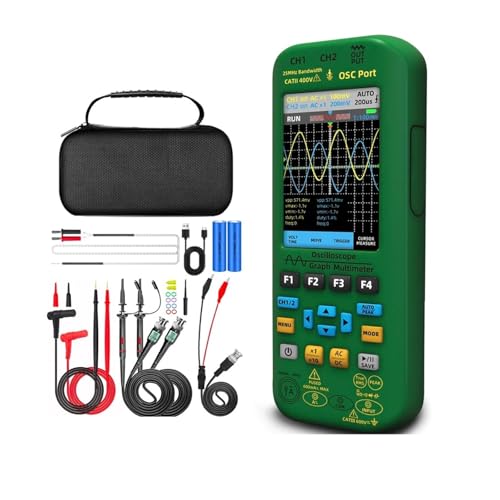 TIEOAXFT Osciloscopio portátil 4 en 1, multímetro Digital + generador de señales de función, Doble Canal, comprobador de Corriente O7:25MH/z/O9:50MH/z(O9 Kits)