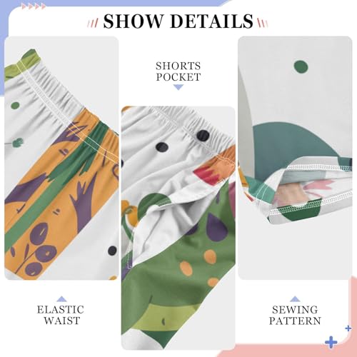 ZZXXB Birthday Dinosaur Print Boys Long Pants Soft Trousers Elastic Waist Kids Lounge Bottoms with Pockets S-XL4