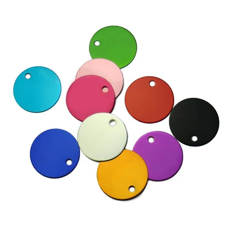 Wholesale Lot de 100 étiquettes d'identification personnalisées pour animaux de compagnie en aluminium Plaque d'identification pour animal domestique gravable Étiquettes rondes vierges Étiquettes de