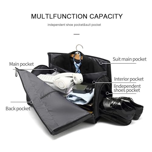 Men's Business Garment Bags Large Multifunctional Foldable Suit Bag With Shoes Gym Shoulder Bags(Grey)3