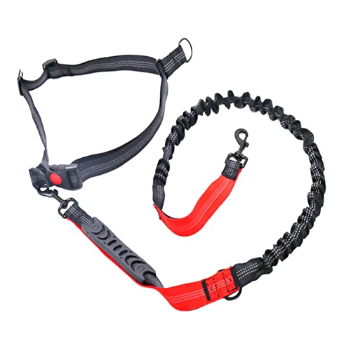 ifundom 1 PC Heavy Duty Bungee Dog Leash for Large Medium Dogs Reflective Rope Leash for Training Safety Fit for Outdoor Adventures Red Handle Black