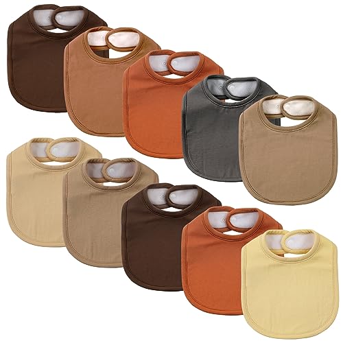 Image of Baby Snap Bibs for Boys Girls,10 Pack Bandana Drool Bibs with Snap,Organic Cotton Snap Closure Bibs for Newborn