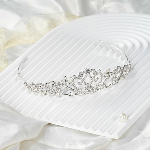 Image of First Communion Tiara Princess Wedding Headpiece for Women Crystal Tiara Jewelry Baptism or Christening Gift for Flower Girls