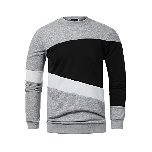 SOOUICKER Sweatshirt Herren Ohne Kapuze Pullover Herren Slim Fit Sweatshirt Herren Sport Pullover Herren Arbeit Langarmshirt Herren Zweifarbig Pullover Herren 2 Farbig Cover
