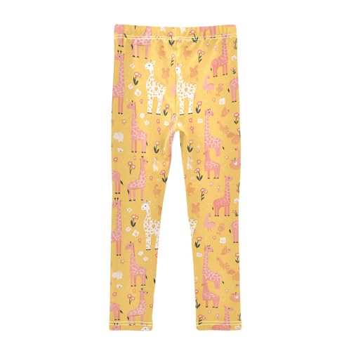 KLL Giraffe Animal Cute Cartoon Yellow Little Girls Cotton Pants Soft High Waisted Lounge Pants Running2