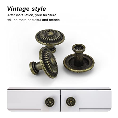 DEANKEJI 32mm Cupboard Knobs, 8 Pieces Vintage Drawer Knobs, Cupboard Handles with Screws Antique Style - Image 3