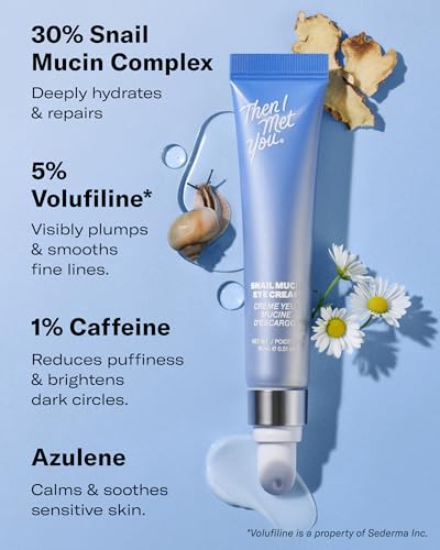 Then I Met You Snail Mucin Eye Cream, Korean Skincare for Dark Circles, Puffy Eyes, & Wrinkles, Firming, Brightening, Plumping, & Hydrating with Volufiline*, Peptides, Collagen, & Caffeine, 0.51 oz - Image 6