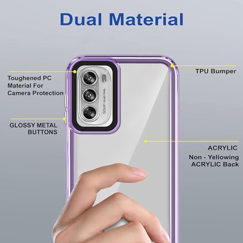 Image of Zapcase Back Case Cover for Motorola Moto G52 5G | Compatible for Motorola Moto G52 5G Back Cover | Case Cover with Camera Protection | (TPU + PC | Translucent Purple)