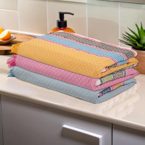 Image of Kuber Industries Pack of 3 Cotton Bath Towel for Women | Unisex Swimming & Bathing Towel | 30x60 Inch | Travel Cotton Towel & Gamcha | Assorted