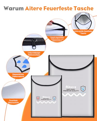 Aitere Set di 2 cartelle portadocumenti ignifughe