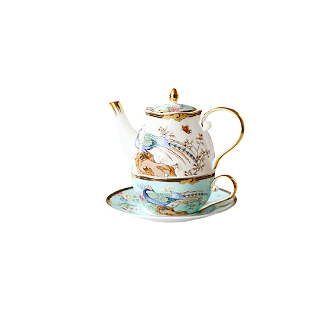 Teiera di fiori in ceramica fiore uccello tazza piattino pentola di vetro resistente al calore Set tazza di caffè tè pomeridiano Set da tè