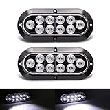 TMH 6' Oval White LED Trailer Tail Light Surface Mount 10 LED Waterproof Reverse Back Up Trailer Lights for Truck RV Bus Lorry Low-High Brightness 12V DC, 2PCS