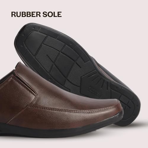 Image of FAUSTO Men Formal Back Open Memory Cushioned Insole Slip On Shoes | Office, Meetings, Event Slip Ons with Comfort All Day Long | Semi Formal Outfit Shoe, Anti Skid Rubber Sole