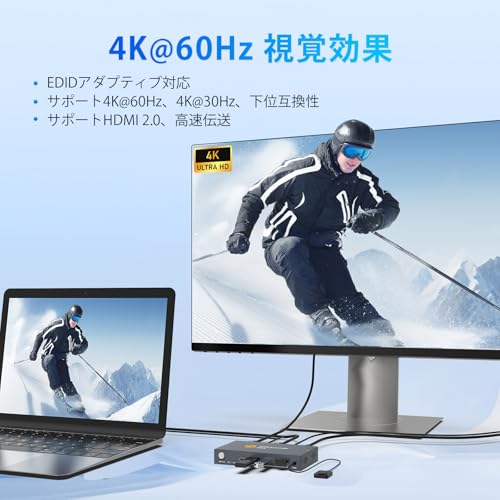 EVATEK KVMスイッチHDMI 2入力1出力 USB 3.0 KVM 切替器 パソコン2台モニター1台切り替え 4K@60Hz EVA-S7232H-01-01 の商品画像 3