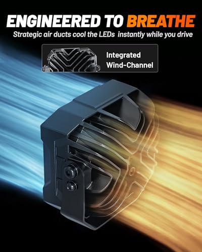Image of WOLFBOX 5 Inch LED Pods with True Power Lumens - Professional Off Road Lights with Amber DRL Spot Flood Beam, IP69K Waterproof Driving Lights for Jeep Ford UTV ATV, 5-Year Warranty