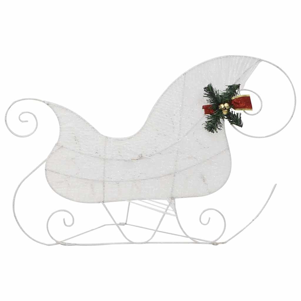 Weihnachtsdekoration Rentier mit Schlitten, 60 LED Lichterkette für Außen, Kaltweiß, 8 Leuchtmodi, USB-betrieben, Metallgestell Weihnachtsfigur für Garten und Terrasse