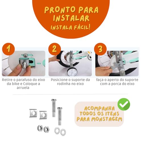 Rodinha Bicicleta Infantil Roda Lateral Auxiliar Universal Aro 12 14 16 18 20