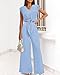 PRETTYGARDEN Two Piece Teacher Outfits For Women Casual Holiday Matching Sets Sexy Going Out Tops Wide Leg Pant Sets(Solid Light Blue,Small)