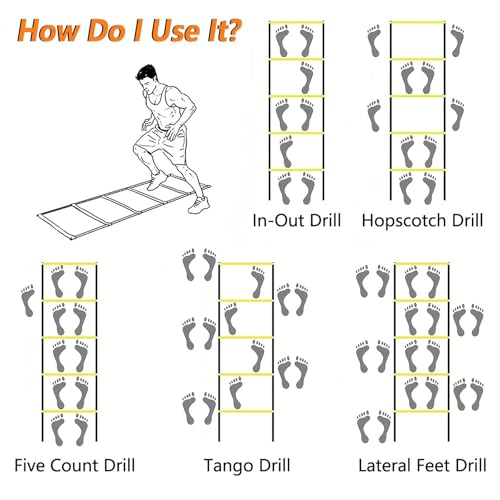 Escalera de entrenamiento de agilidad para footwork de fútbol, equipo atlético ligero para todas las edades, fácil montaje para fútbol, baloncesto y entrenamiento de obstáculos