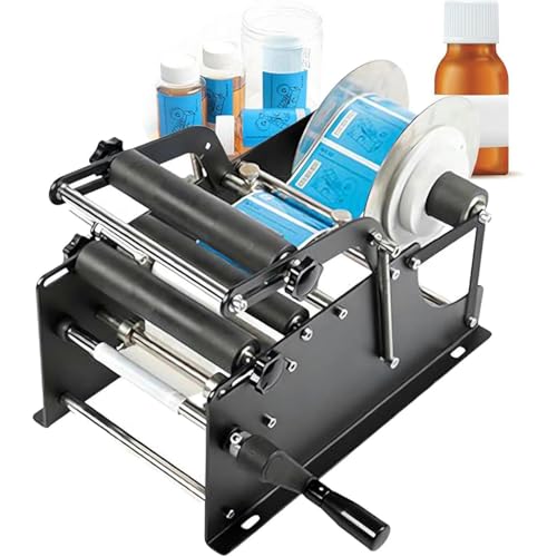 Manual Round Labeling Machine with Pressure bar, Round Bottle Labeling Machine, self-Adhesive Label Labeling Machine, Adjustable Plastic