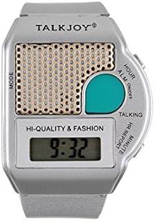TalkJoy Sprechende Armbanduhr Silber Uhr Wecker Ansage Uhrzeit auf Knopfdruck Blindenuhr Seniorenuhr Sehbehinderung Sehschwäche Digitale Alltagshilfe