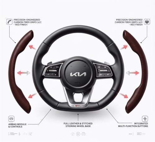 Image of High Life Premium Carbon Fiber Steering Wheel Grip Pad (Coffee Brown) | Anti-Slip Textured Palm Support | Ergonomic Comfort | Universal Fit