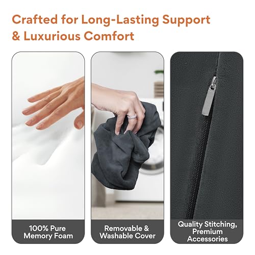 Image of FOVERA Knee Pillow for Back Sleepers, Half Moon Bolster Pillow for Legs, Memory Foam Top, Under Knee Pillow for Sleeping on Back, Multi Purpose Pillow for Head, Neck, Back & Leg Support (Dark Grey)